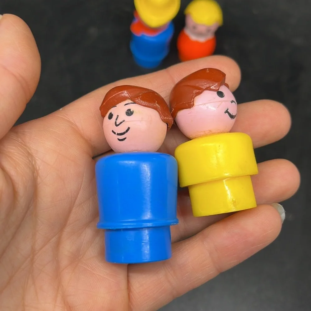 Vintage Fisher Price People Cowboy Girl and Boys Classic Kids Play Figures Set
